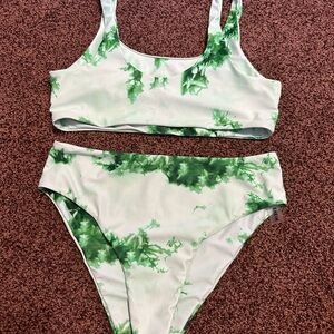 SHEIN Green Tie-Dye 2 Piece Swimsuit